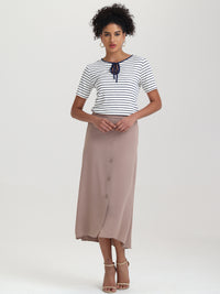 Button Front Maxi Skirt