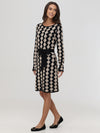 Geo Jacquard Belted Dress