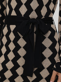 Geo Jacquard Belted Dress