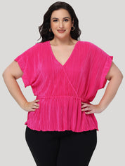 Plus Flutter Sleeve Wrap Top