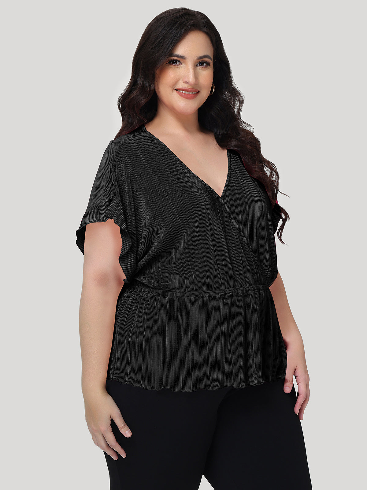 Plus Flutter Sleeve Wrap Top