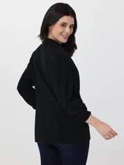 Bow Ruched Sleeve Blazer