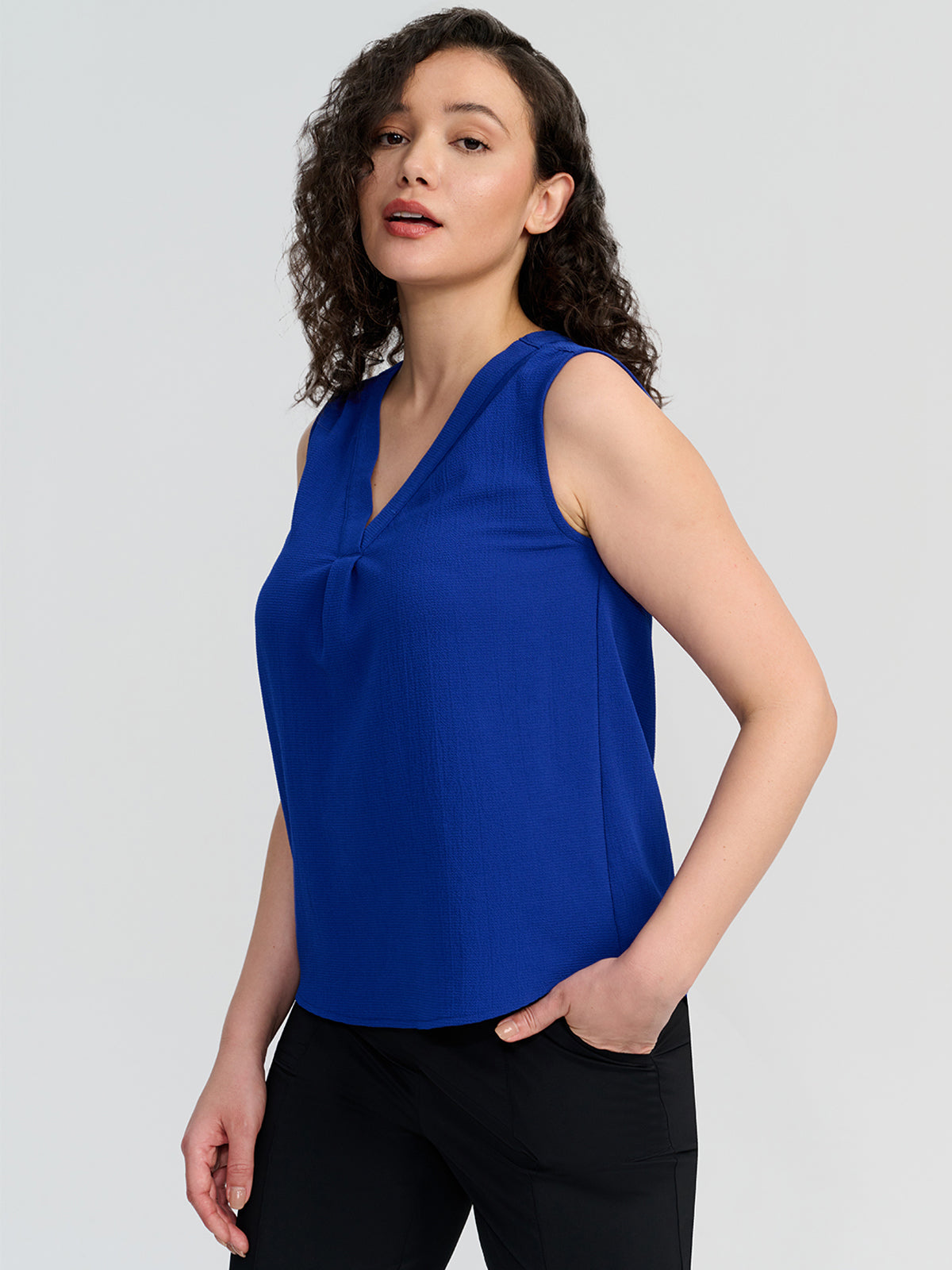 V-Neck Smocked Shoulder Vest