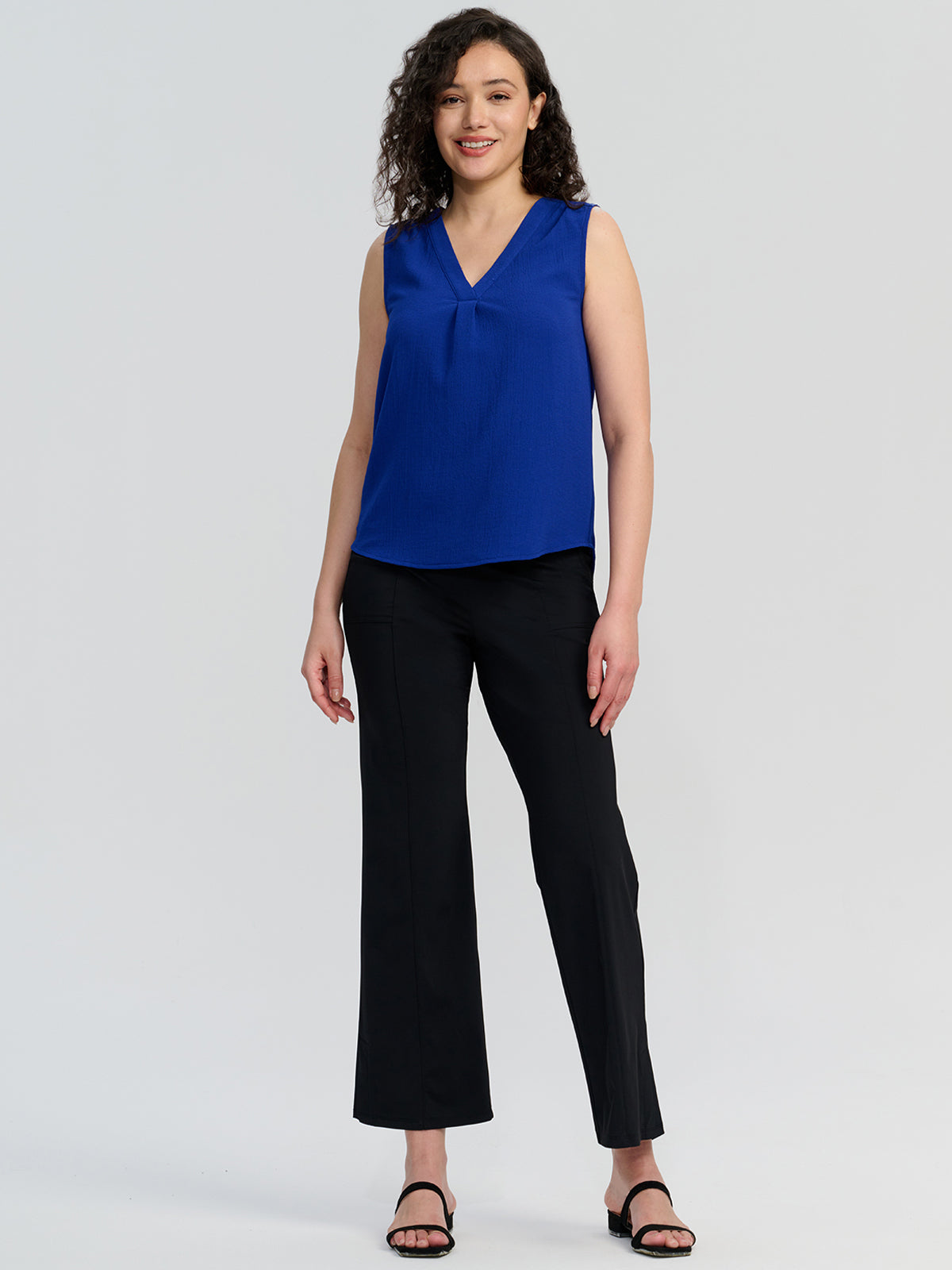 V-Neck Smocked Shoulder Vest