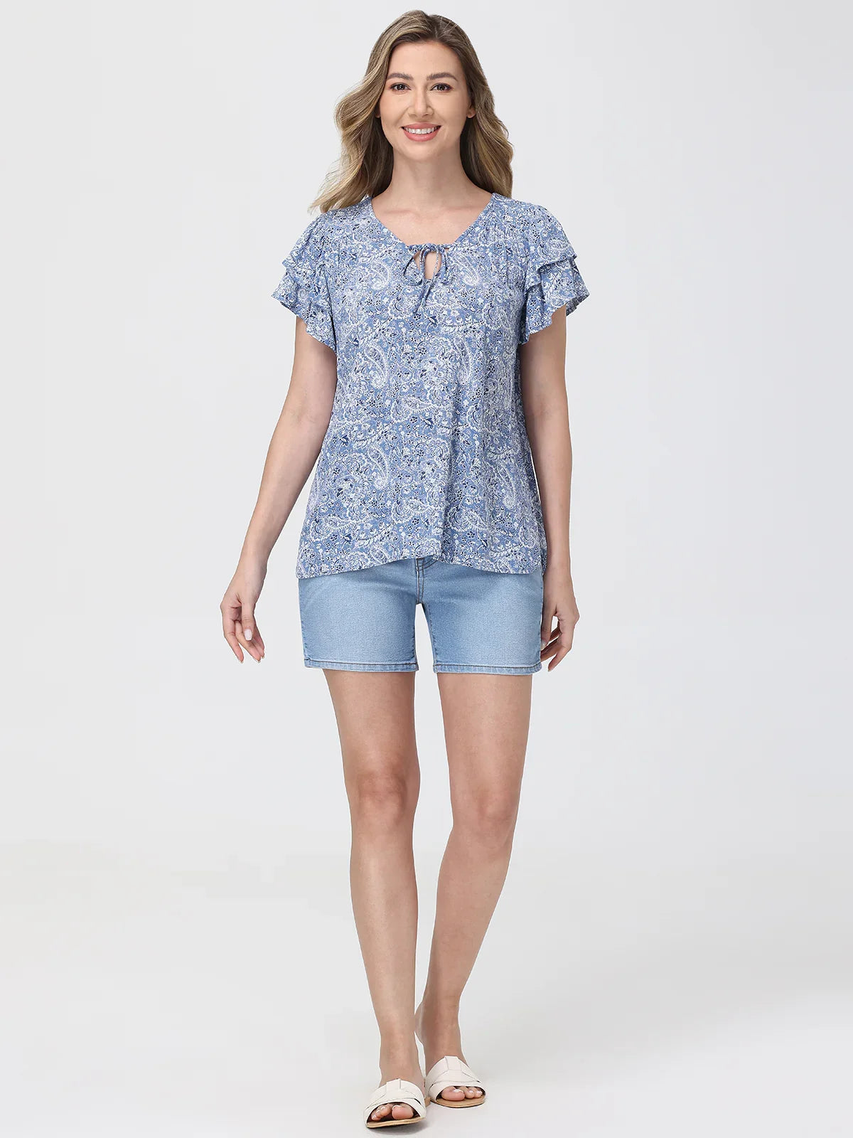 Paisley Flutter Sleeve Top