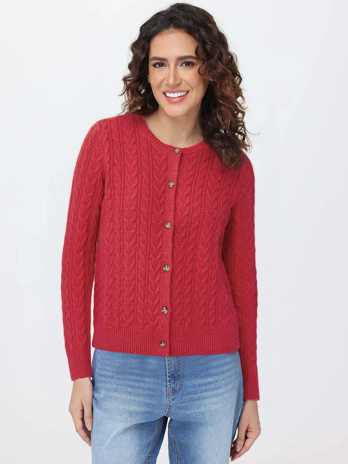 Cable Knit Crewneck Cardigan
