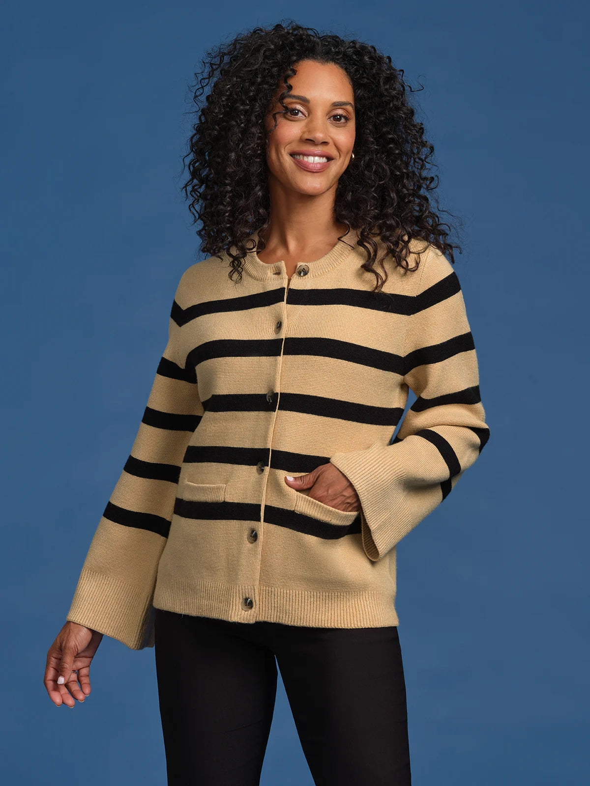 Stripe Button Up Cardigan