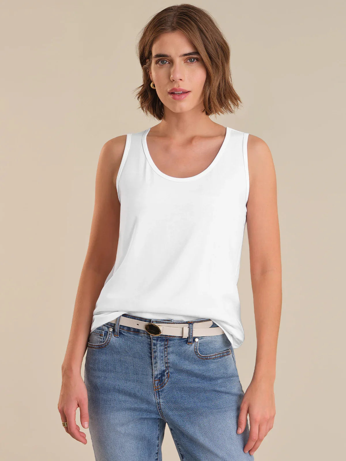 Scoop Neck Tank Top – Bleached White | 89th & Madison