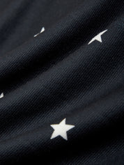 Navy blue fabric with white star patterns