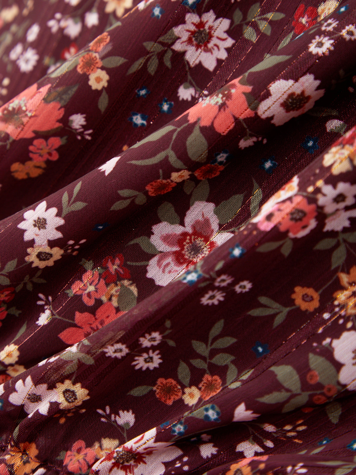 Floral Print Smocked Cuff Blouse