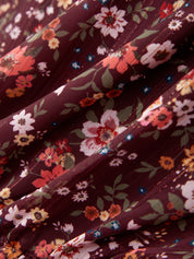 Floral Print Smocked Cuff Blouse