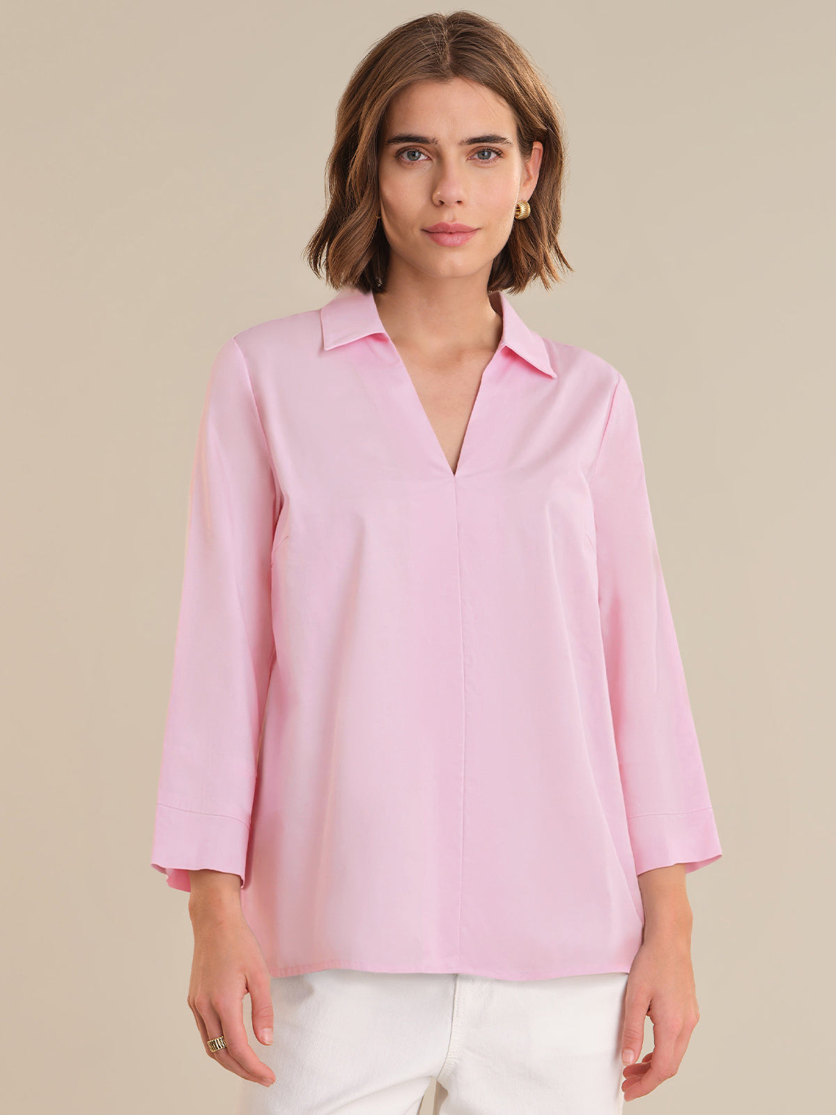 V Neck Collared Blouse