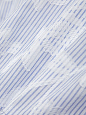 Close-up of blue and white striped fabric texture