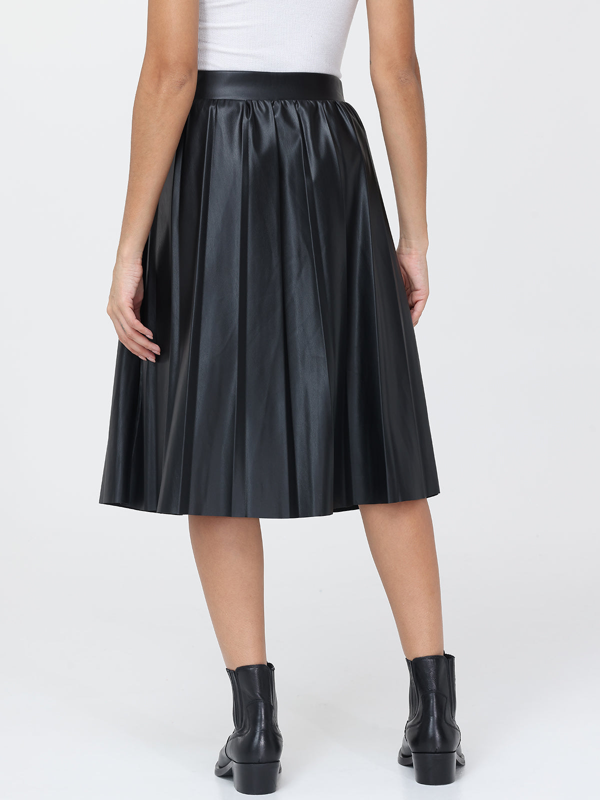 Faux Leather Pleated Mini Skirt