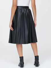 Faux Leather Pleated Mini Skirt