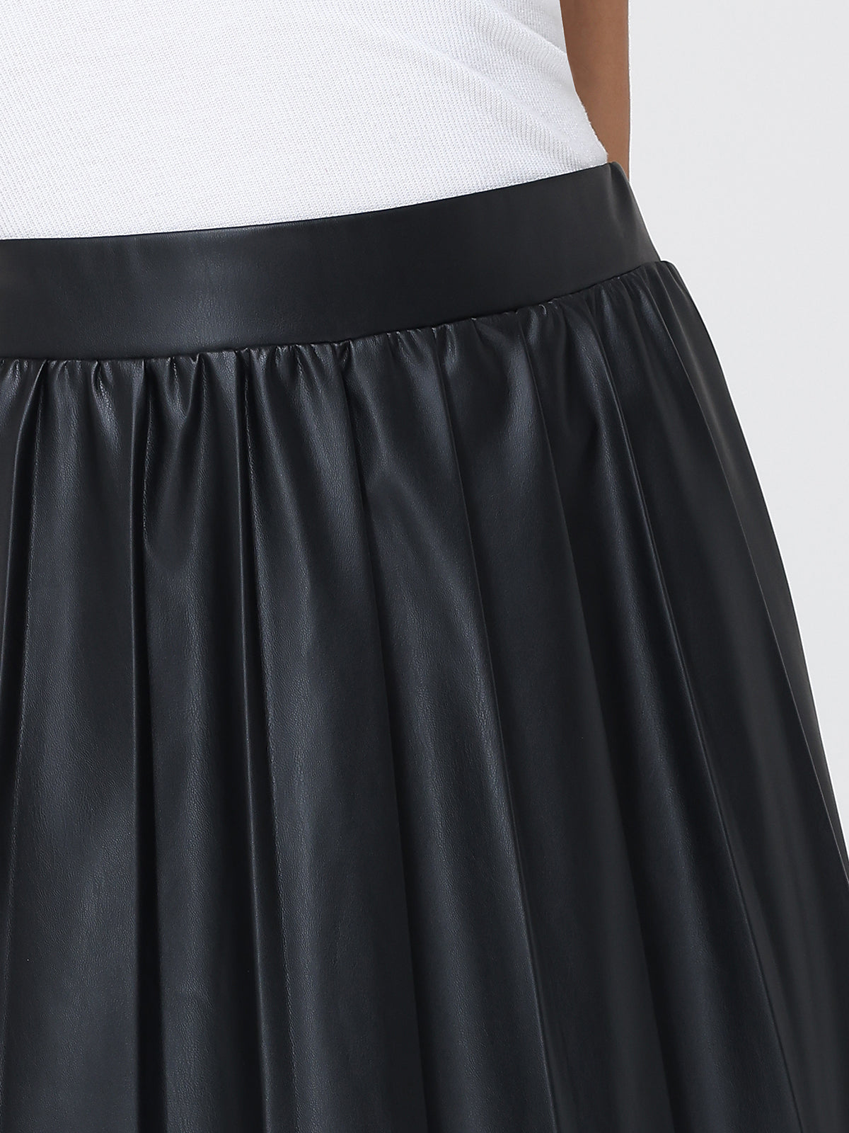Faux Leather Pleated Mini Skirt