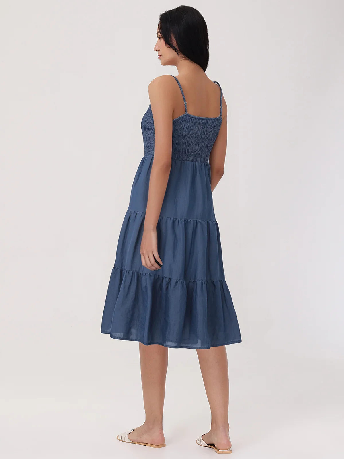 Denim Smocked Maxi Dress