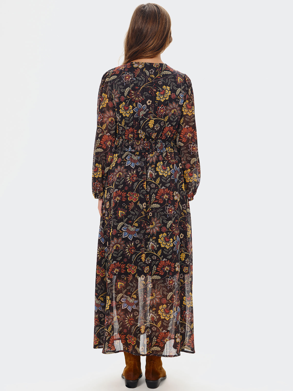 Floral Print Faux Warp Maxi Dress