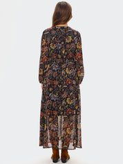 Floral Print Faux Warp Maxi Dress