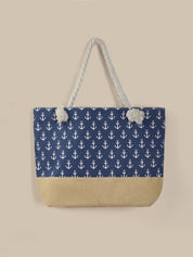 Tote bag with anchor pattern on a beige background