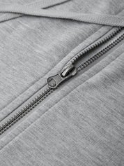 Close-up of a gray zippered garment