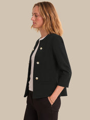 Collarless Faux Double Breasted Blazer