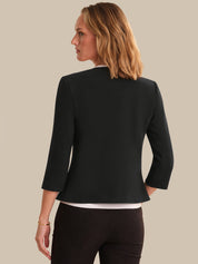 Collarless Faux Double Breasted Blazer
