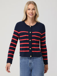 Stripe Button Front Cardigan