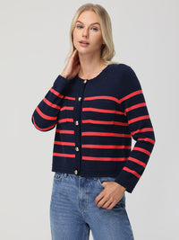 Stripe Button Front Cardigan