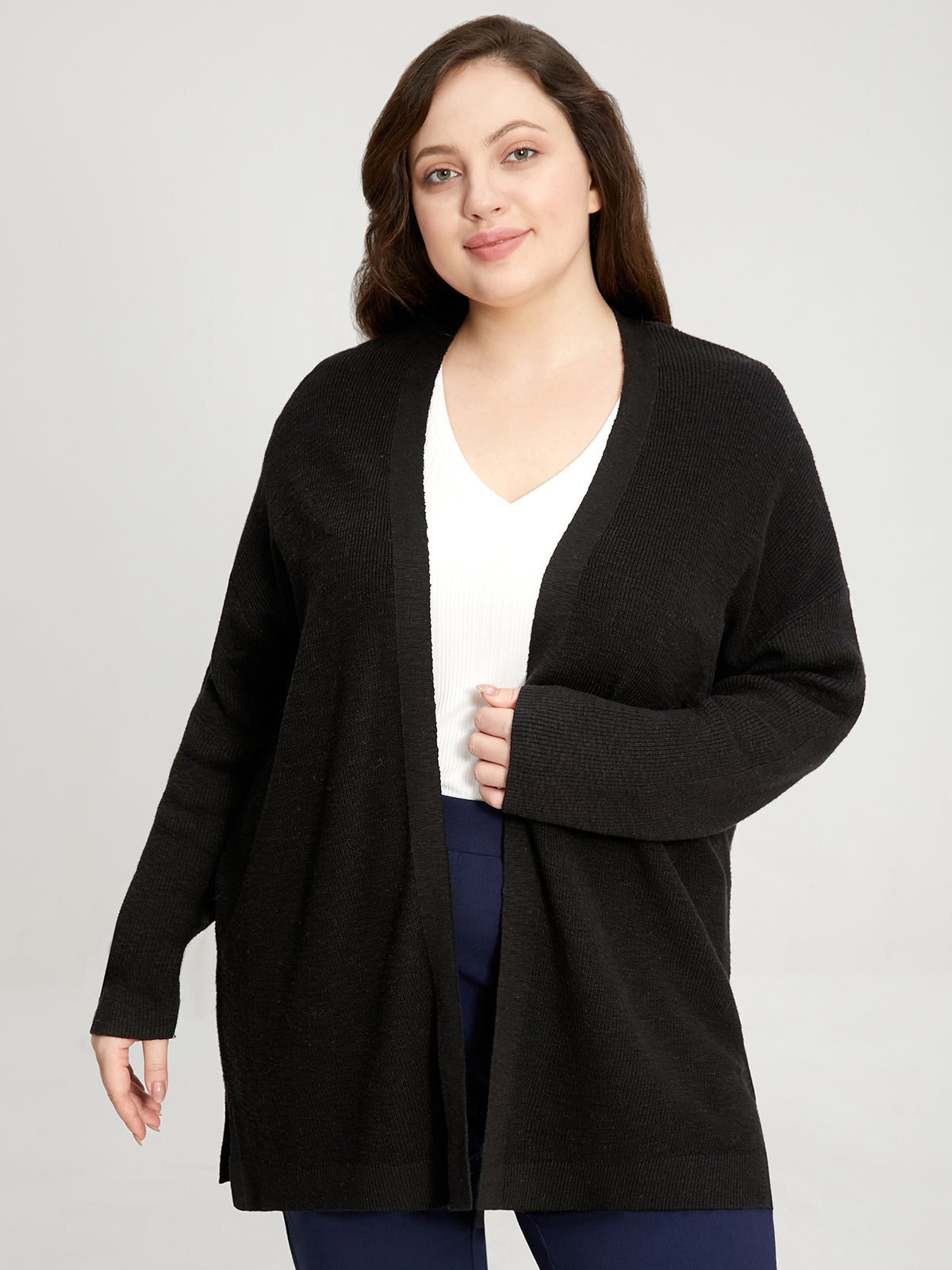 89th & Madison PLUS Open Front Long Cardigan