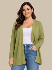 Plus Open Front Long Cardigan