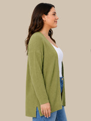 Plus Open Front Long Cardigan