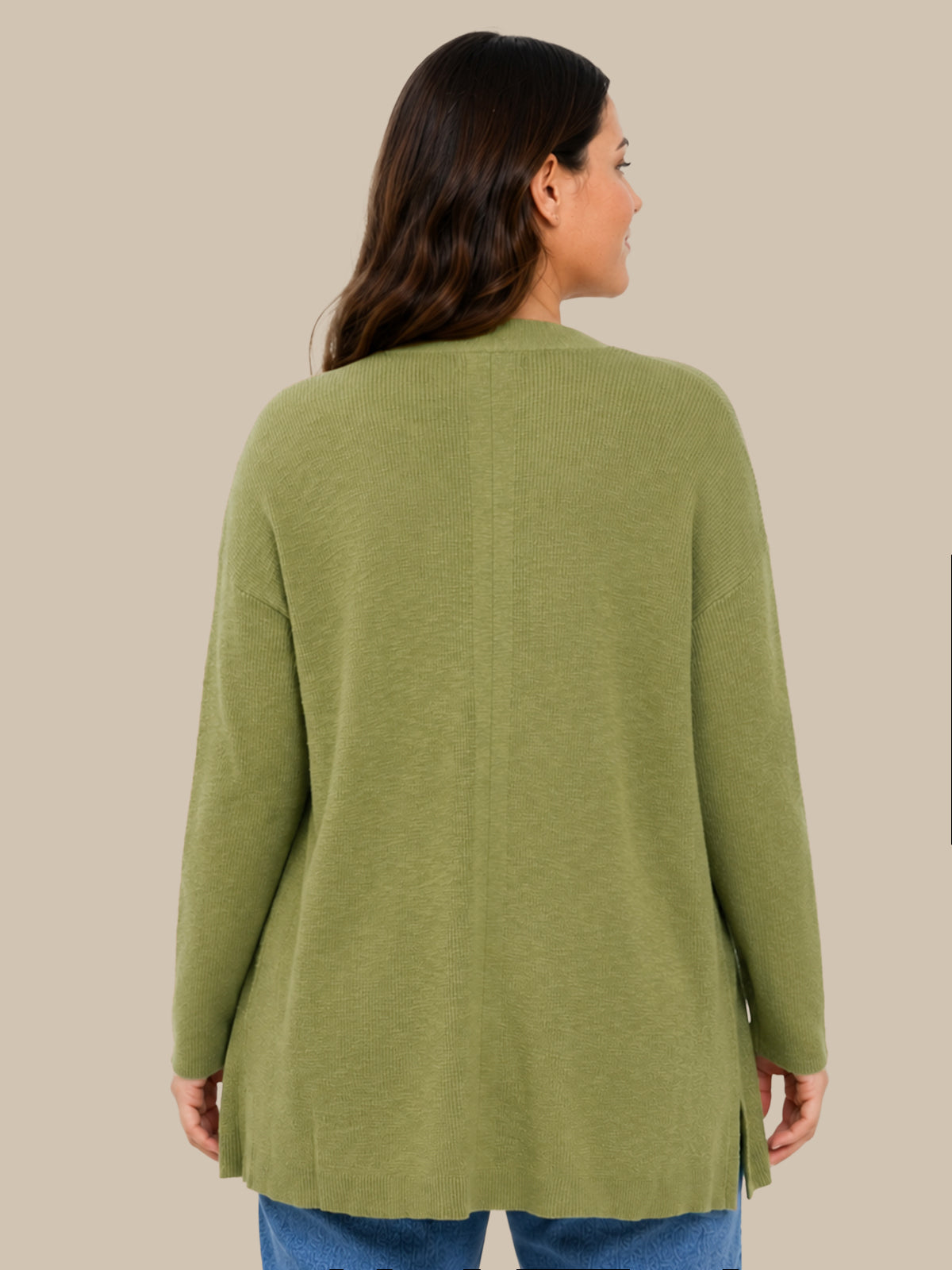 Plus Open Front Long Cardigan