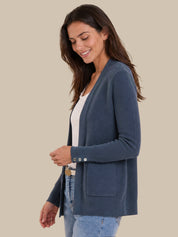 Waffle Stitch Open Front Cardigan