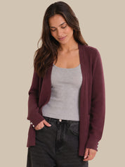 Waffle Stitch Open Front Cardigan
