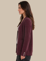 Waffle Stitch Open Front Cardigan