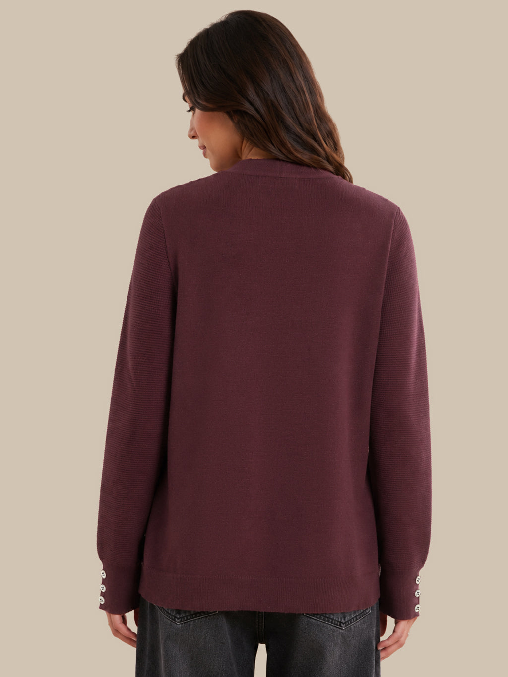 Waffle Stitch Open Front Cardigan