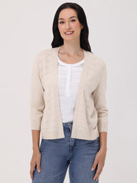 Chevron Pointelle Crop Cardigan