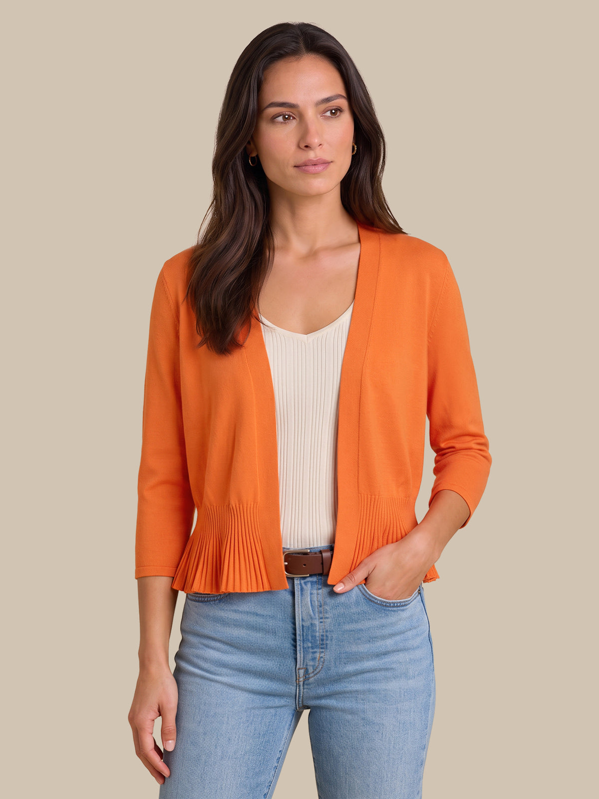 Peplum Open Front Cardigan