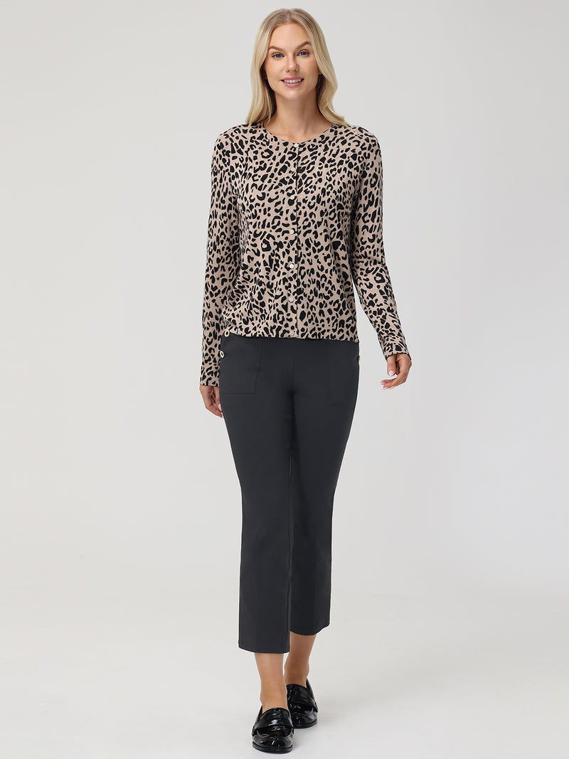 Leopard Button Front Cardigan