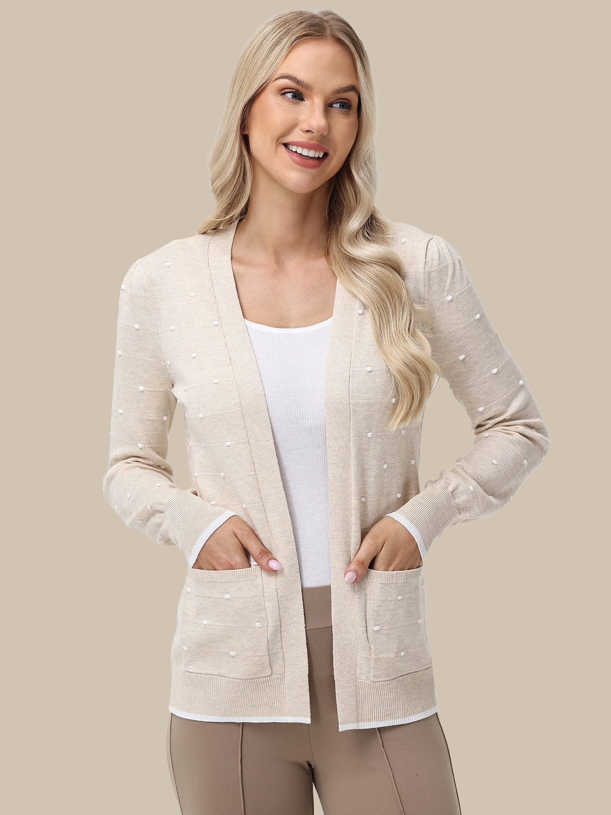 Bobble Dot Open Front Cardigan