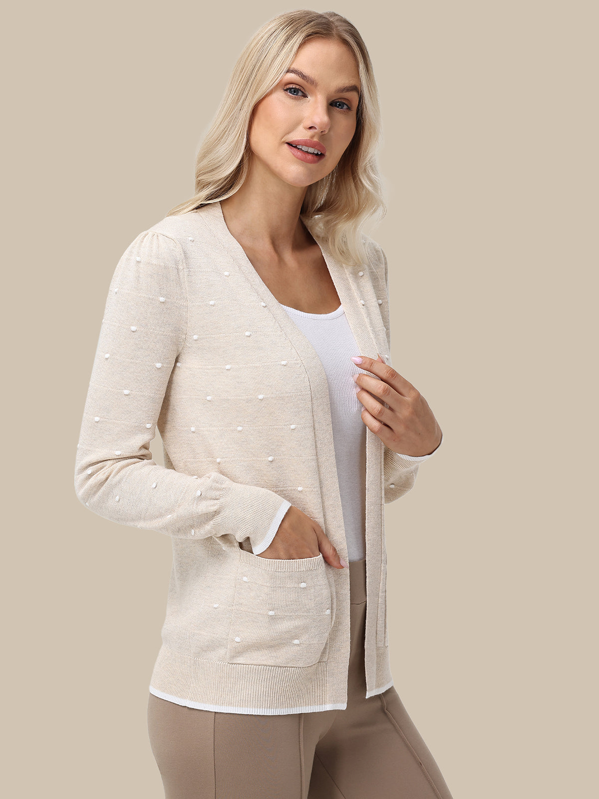 Bobble Dot Open Front Cardigan