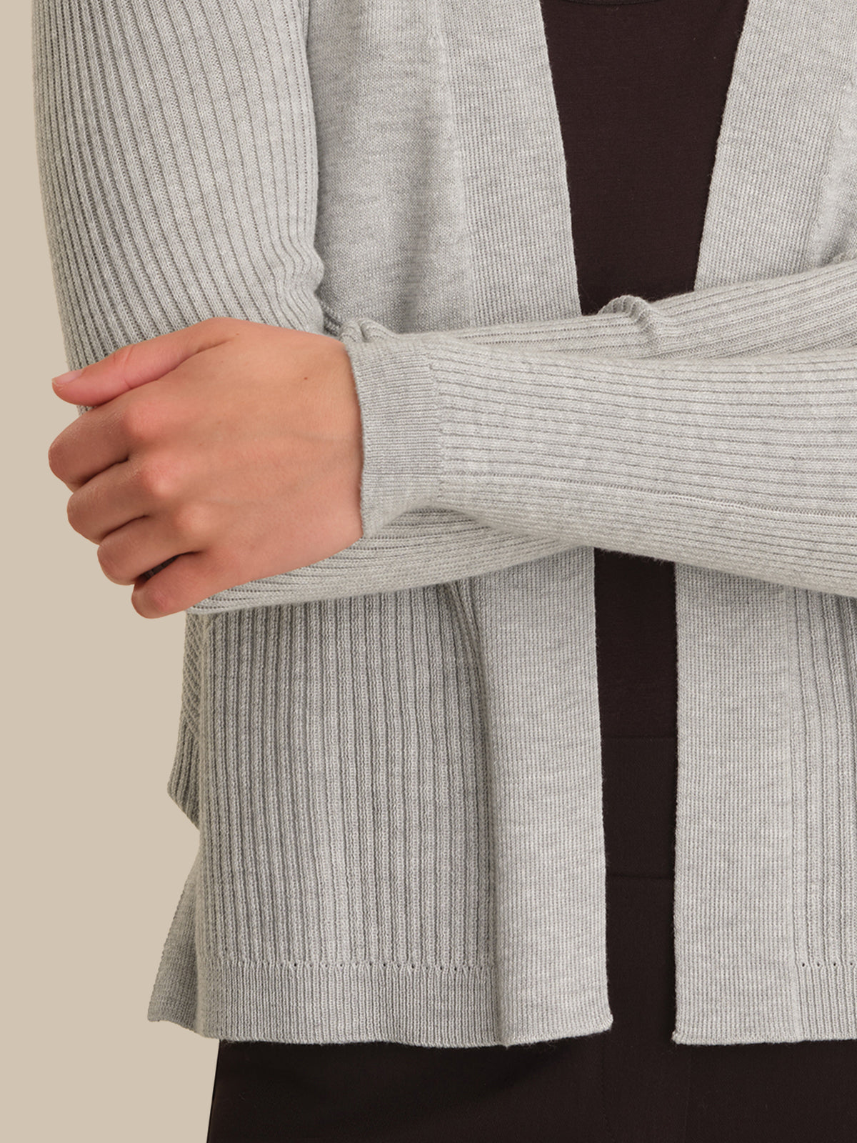 Directional Rib Open Cardigan