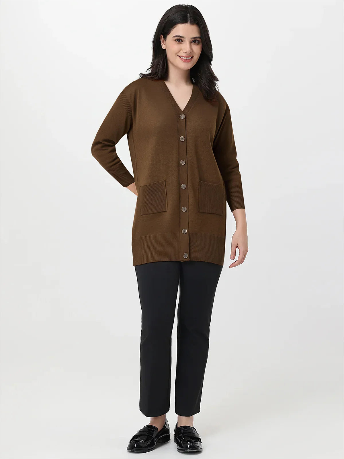 V-Neck Button Front Cardigan