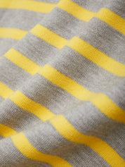 Close-up of gray and yellow striped fabric