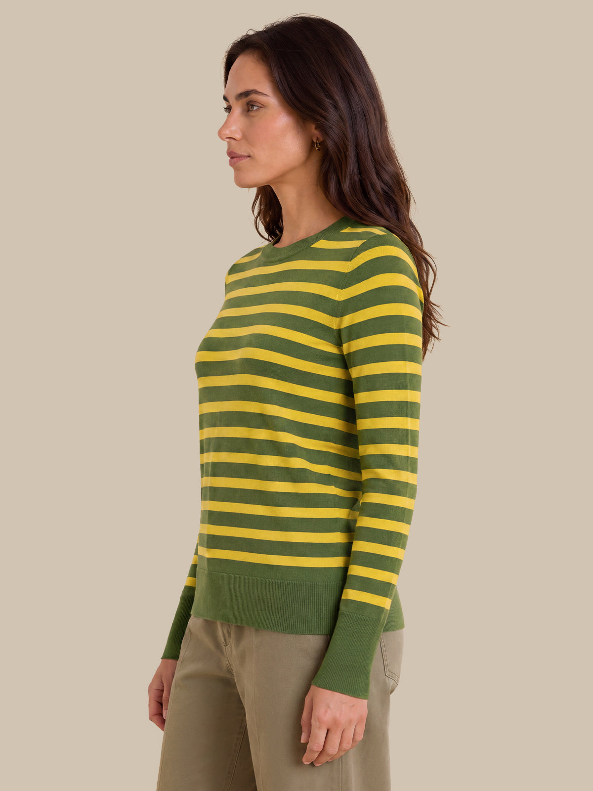 Stripe Crewneck Long Sleeve Pullover