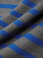 Close-up of gray and blue striped fabric
