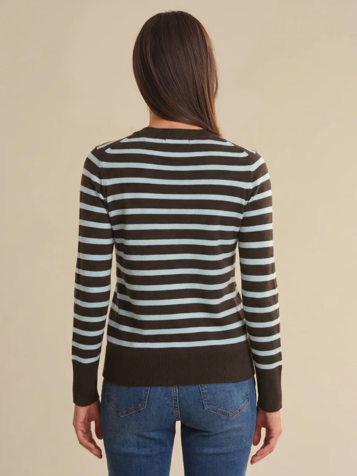 Stripe Crewneck Long Sleeve Pullover