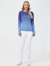 Ombre Crewneck Cable Knit Sweater