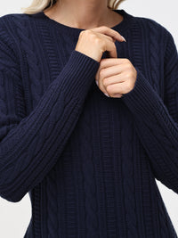 Crewneck Cable Knit Sweater